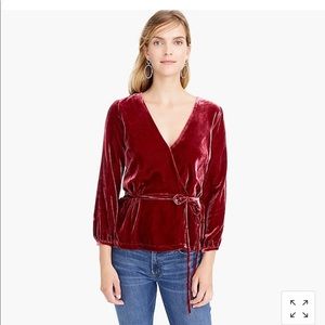 J Crew velvet faux wrap shirt